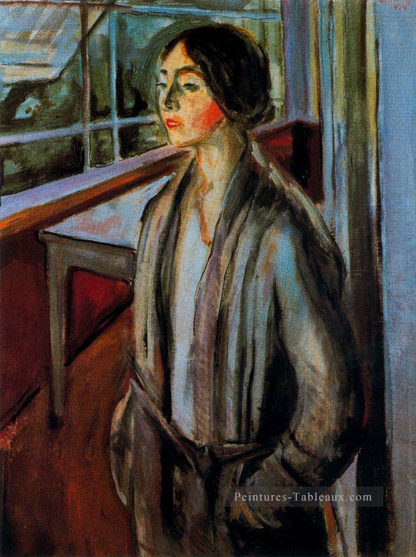 femme sur la véranda 1924 Edvard Munch Peintures à l'huile